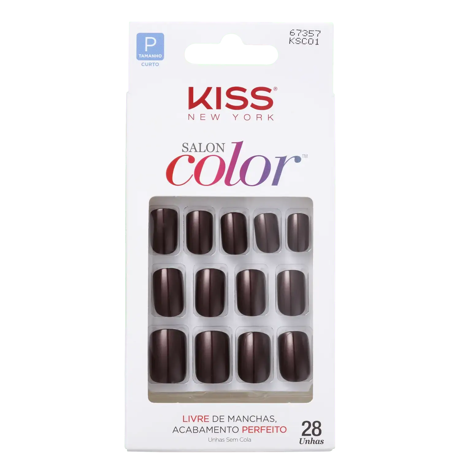 Unhas Postiças Curtas Marrom Kiss