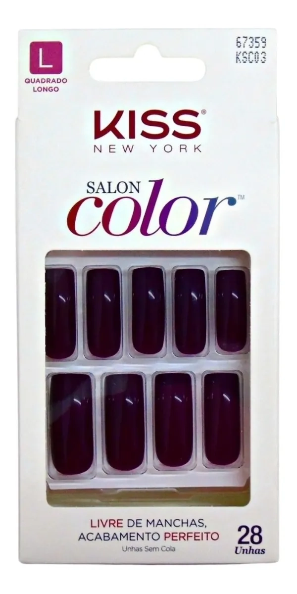 Unha Postiça Bonita Kiss New York Salon Color P Curto Caixa 28 Unidades
