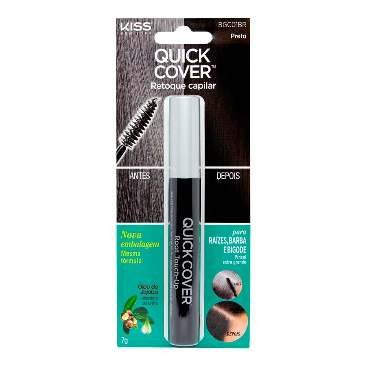 Retoque Máscara Capilar Preto Kiss New York Quick Cover Blister 7g