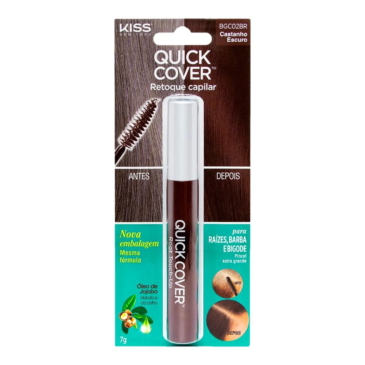 Retoque Máscara Capilar Castanho Escuro Kiss New York Quick Cover Blister 7g