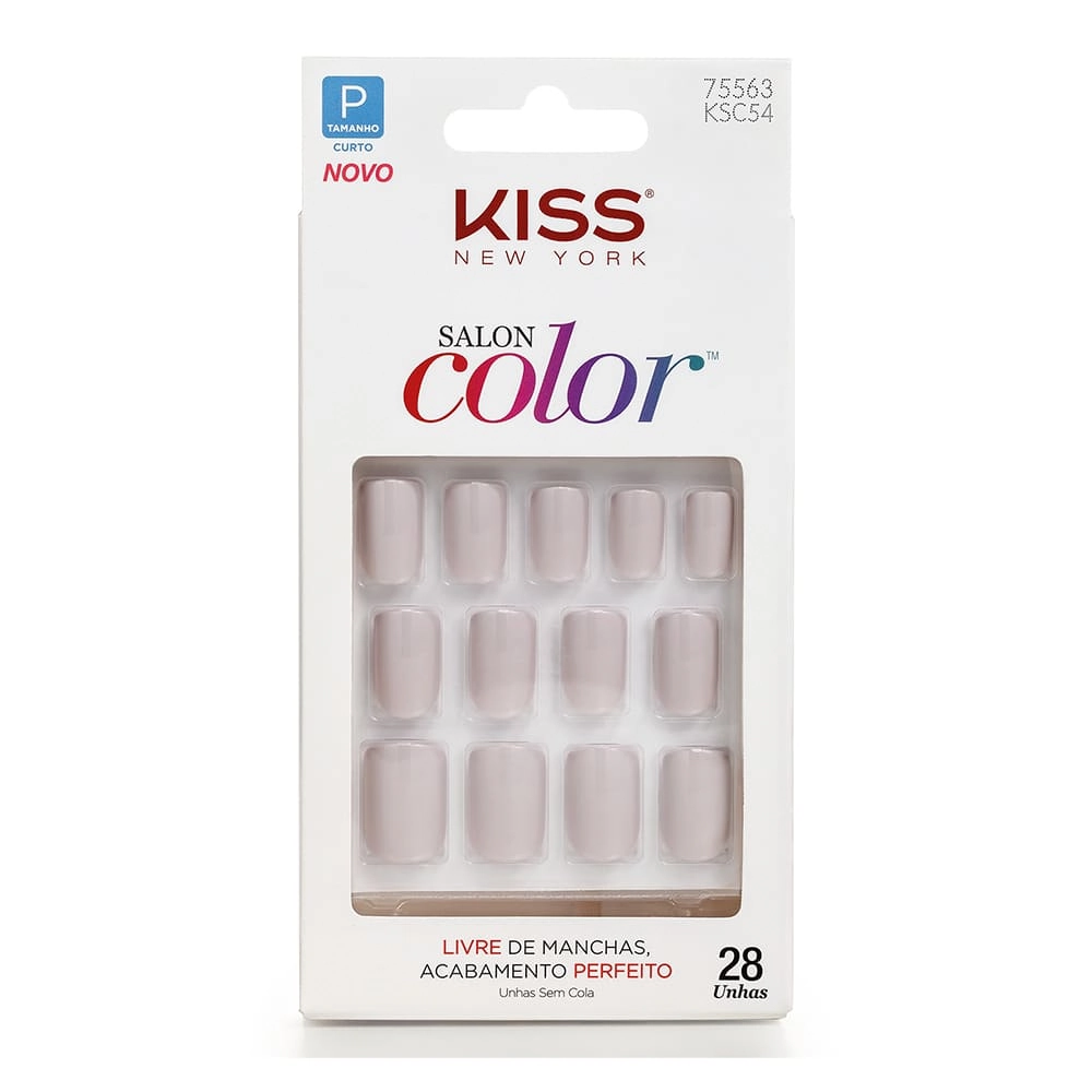 Unha Postiça Ksc54br Kiss New York Salon Color P Curta Caixa 28 Unidades