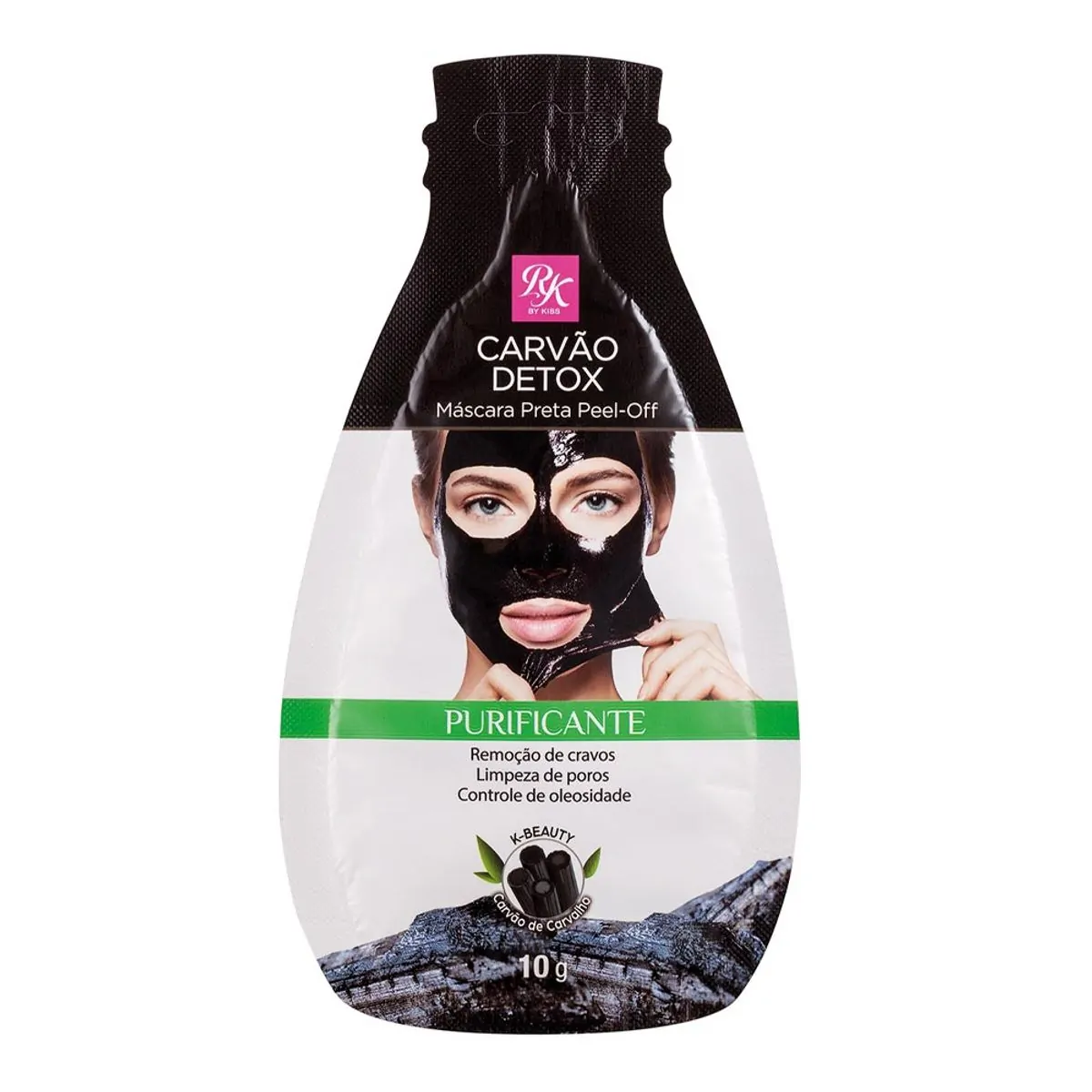 Máscara Facial Preta Kiss NY Peel Off Carvão 10g Com 3 Unidades