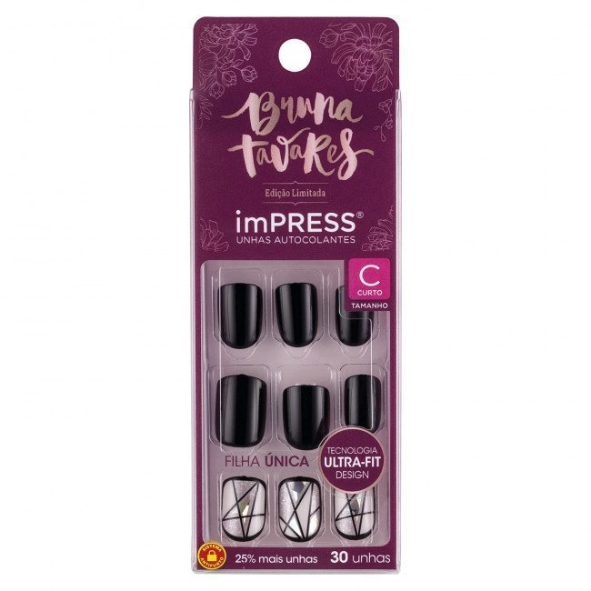 Kiss Unhas Impress R.bipa509br Bt Short Black Star