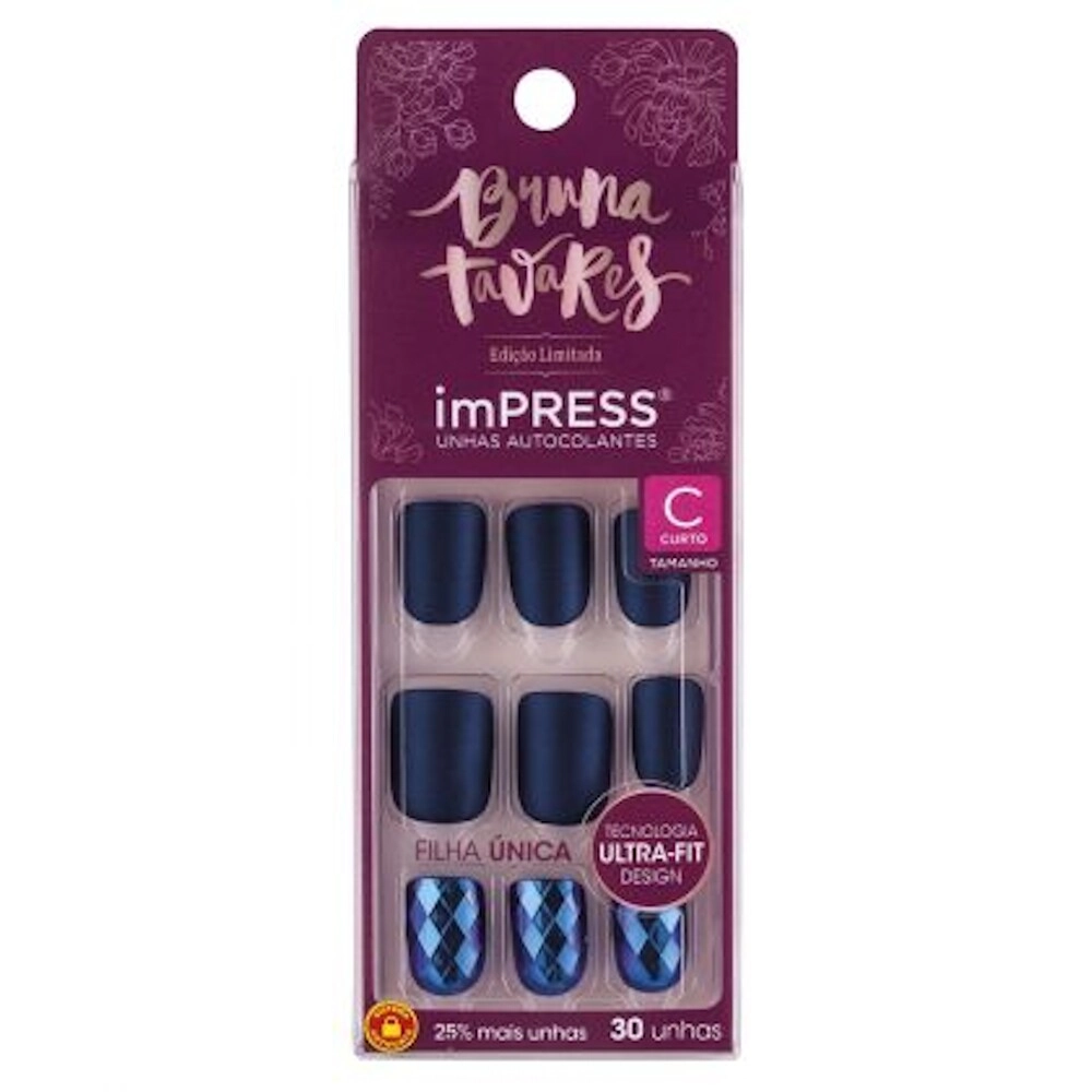 Kiss Unhas Impress R.bipa510br Bt Short Navy Diamond