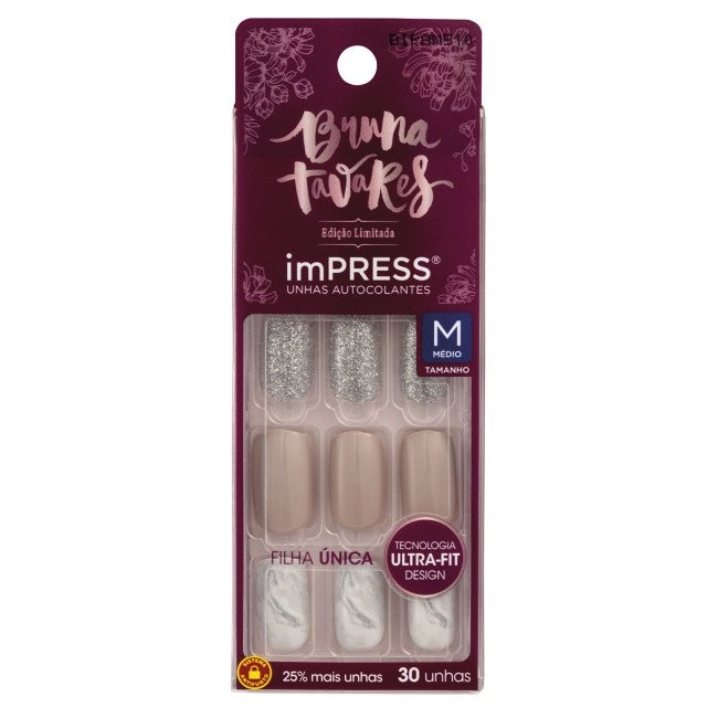 Kiss Unhas Impress R.bipam510br Bt Medium Marble Girl