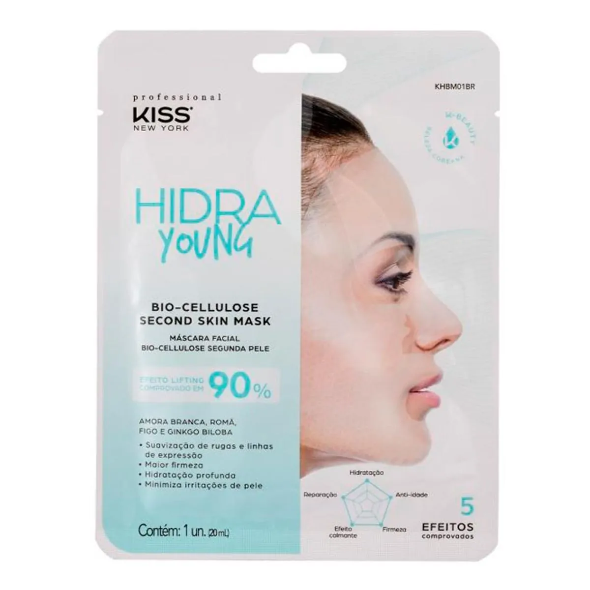 Mascara Facial Kiss New York Bio Cellulose Segunda Pele Hidra Young 1un