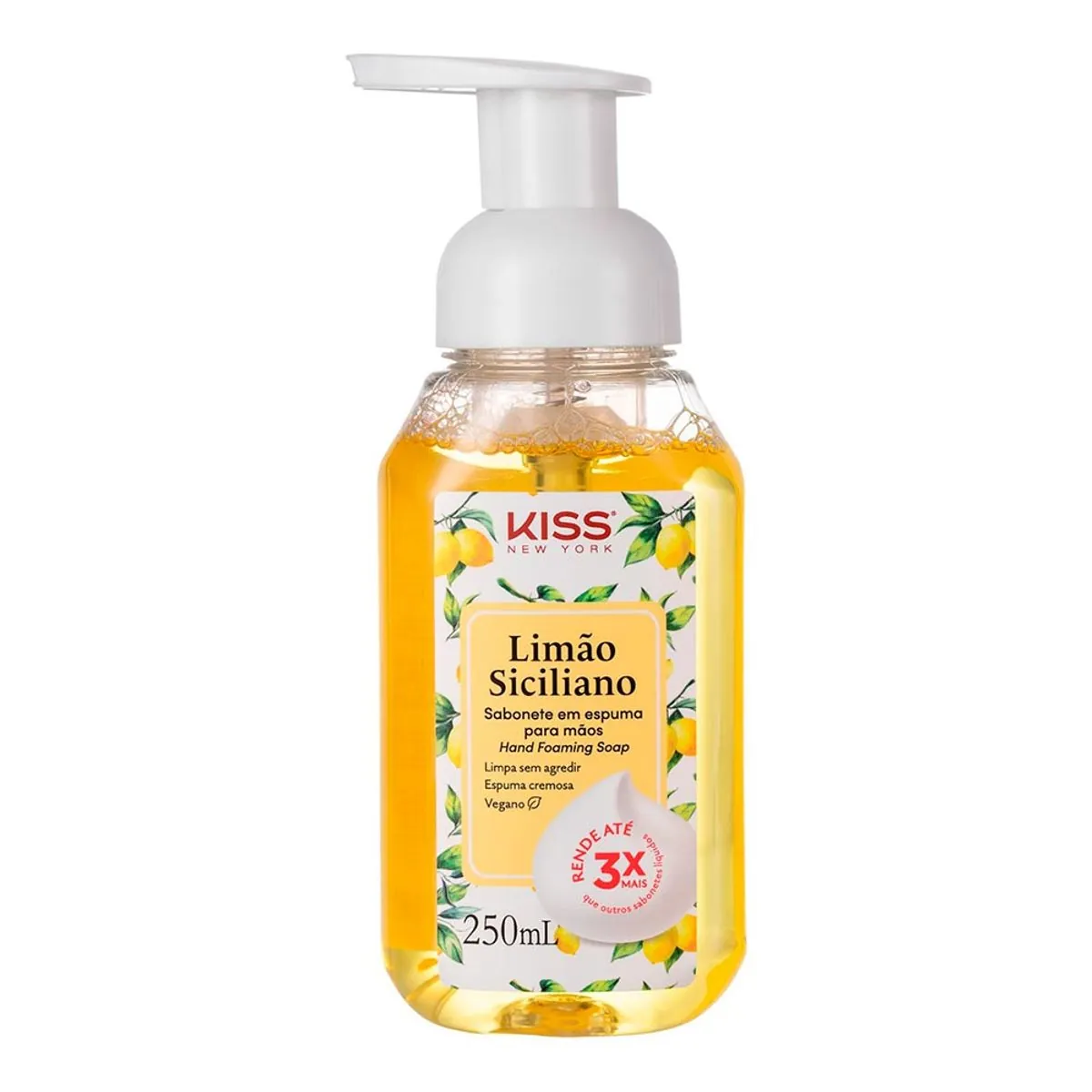 Sabonete Espuma Para As Mãos Limão Siciliano Kiss New York Frasco 250ml