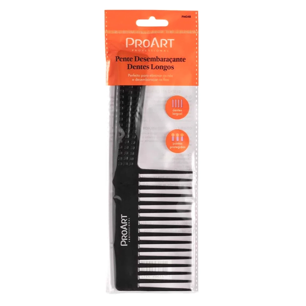 Pente P/cabelo Proart Dentes Entrelacados Longos Preto 1un