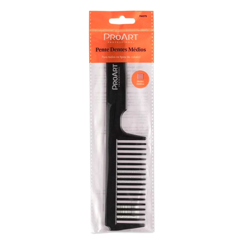 Pente P/cabelo Proart Dentes Medios Preto 1un