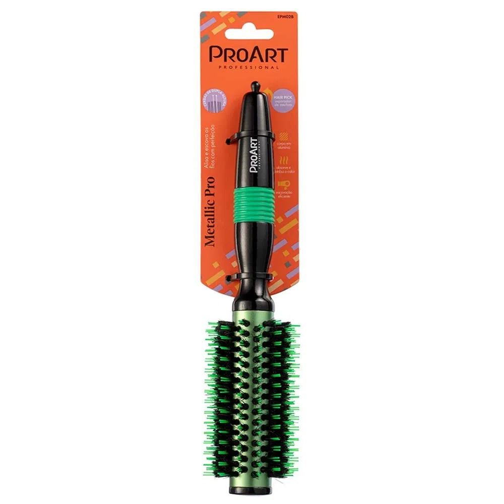 Escova De Cabelo Proart Metallic Pro Verde 25mm 1un