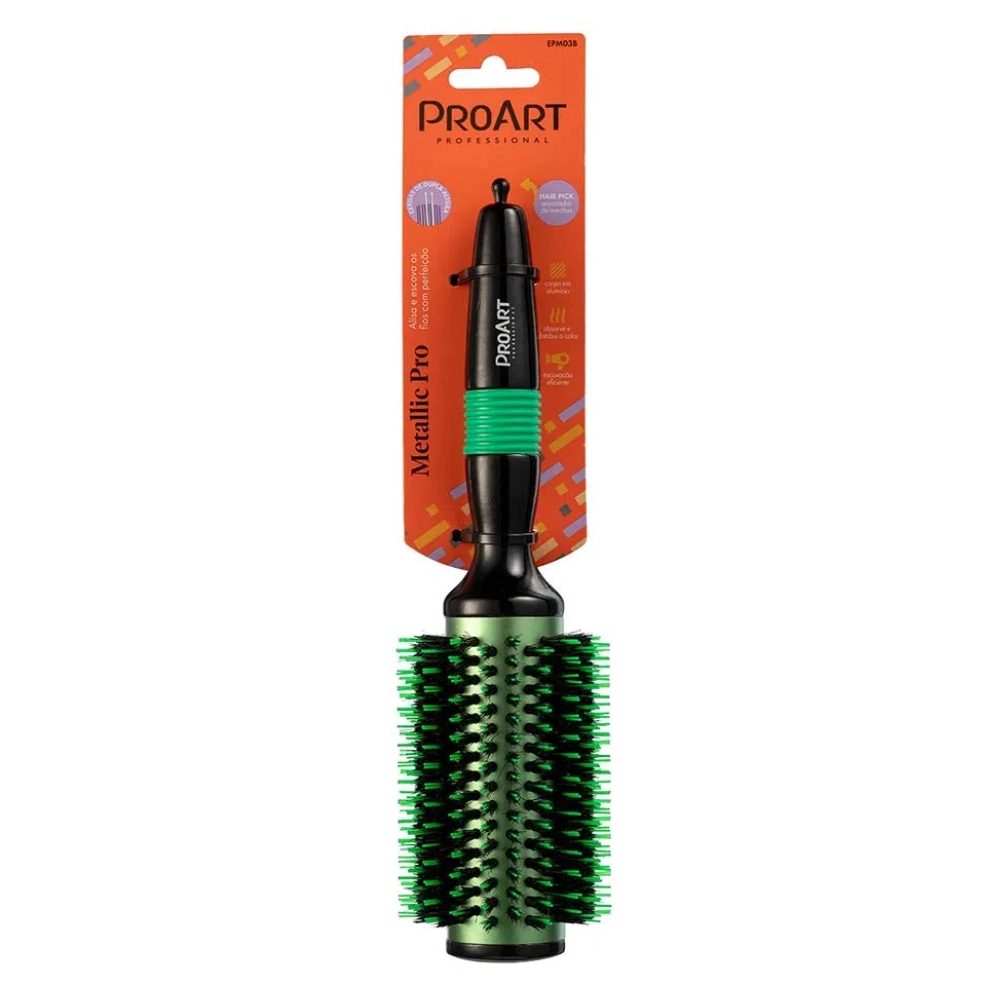 Escova De Cabelo Proart Metallic Pro Verde 38mm 1un