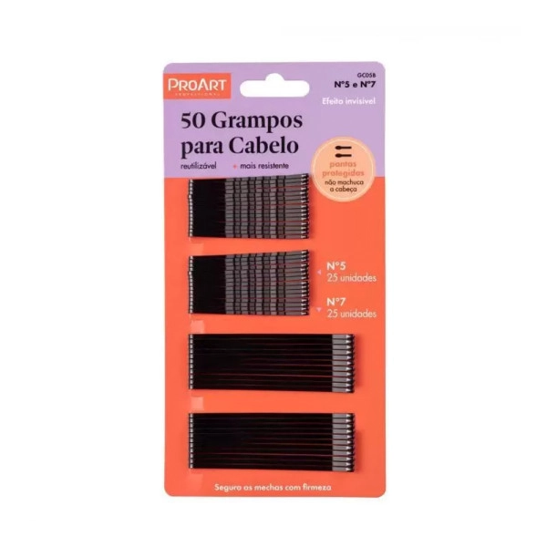 Grampo P/cabelo Proart N5 E N7 Preto 50un