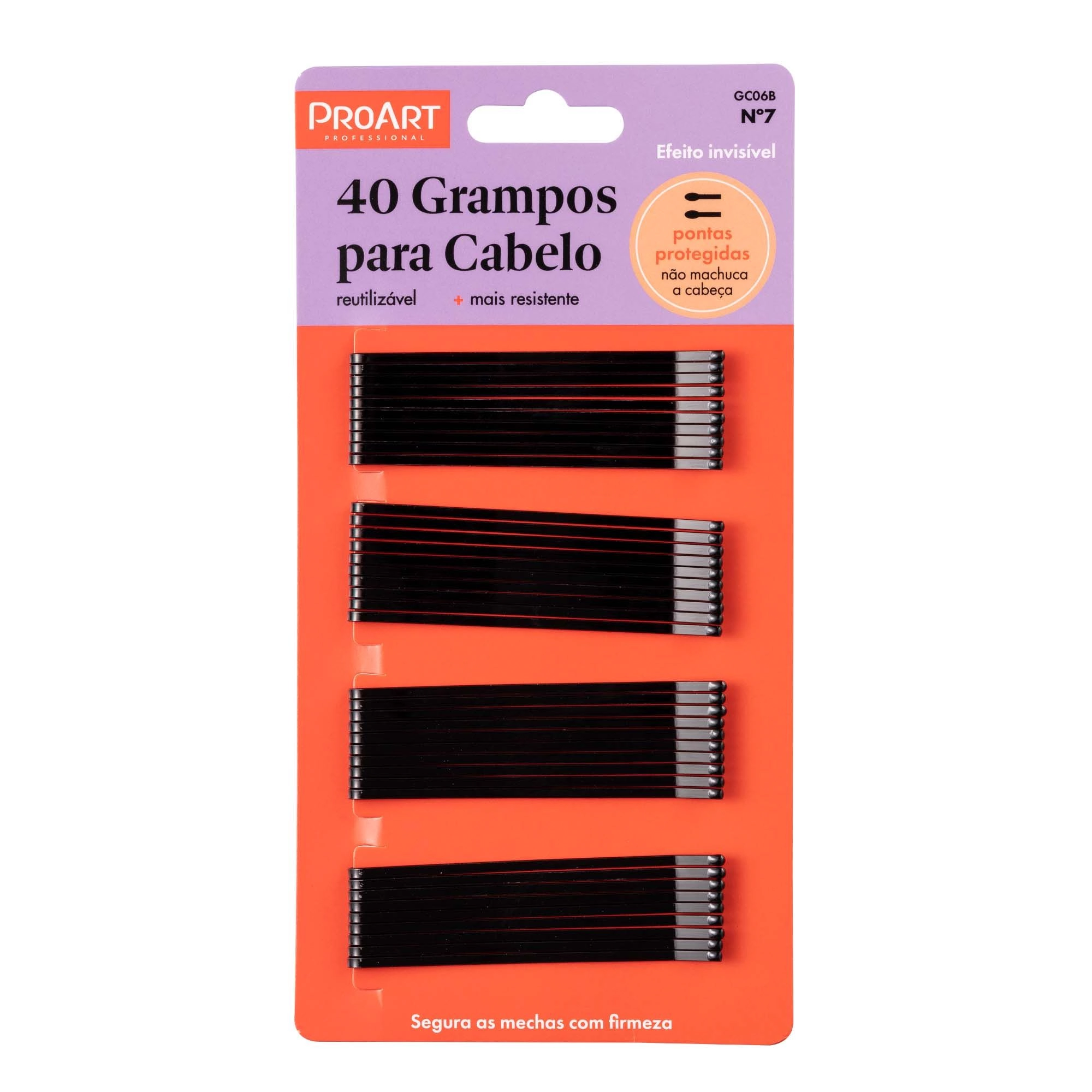 Grampo P/cabelo Proart Curvo Preto 40un