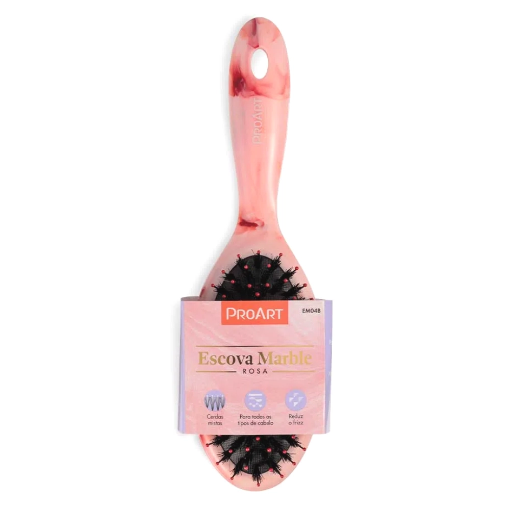 Escova De Cabelo Proart Oval Mista Marble Rosa 1un