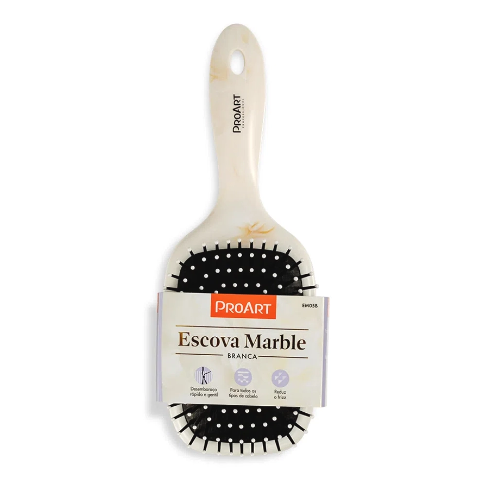 Escova De Cabelo Proart Raquete Marble Branca 1un