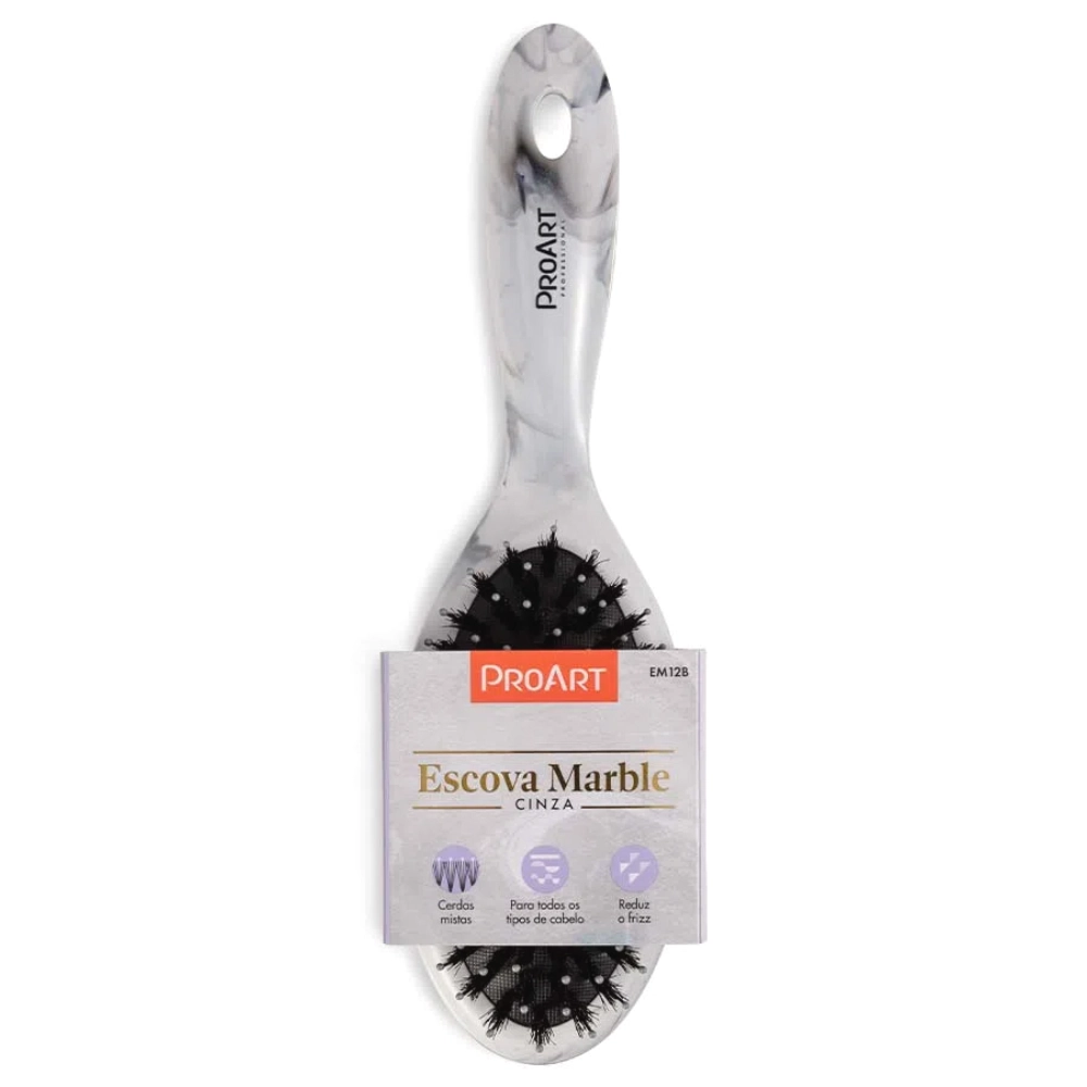 Escova De Cabelo Proart Oval Mista Marble Cinza 1un