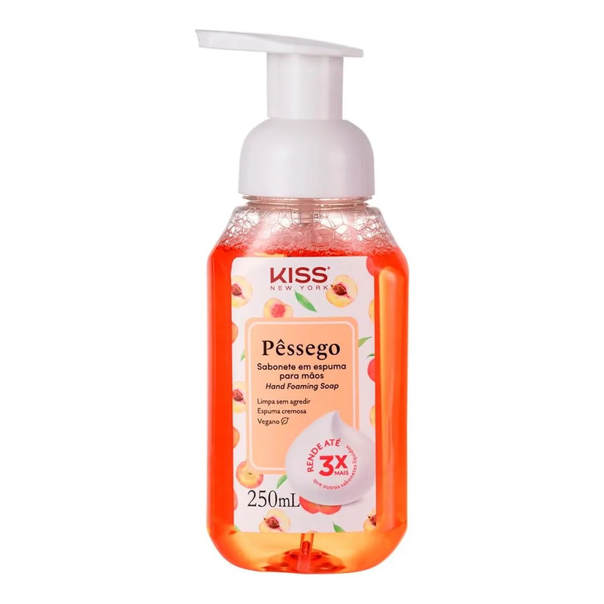 Sabonete Espuma Para As Mãos Pêssego Kiss New York Frasco 250ml