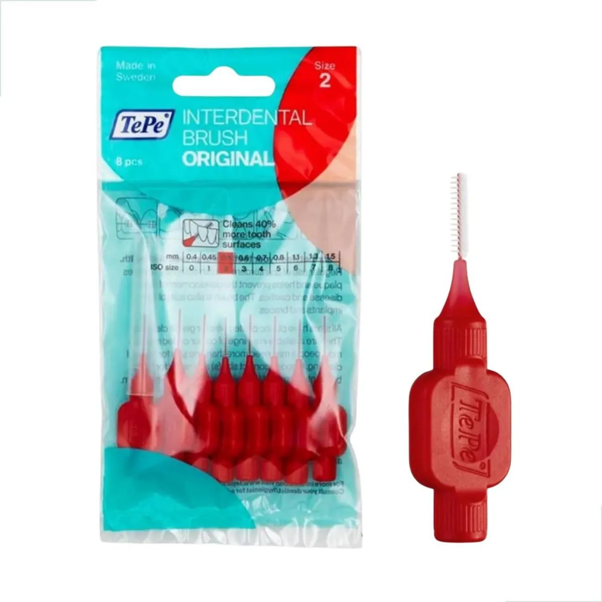 Escova Interdental 0.50mm Vermelha TePe Limpeza Prótese Dentária Brechas Higiene Precisa Proteção Sa