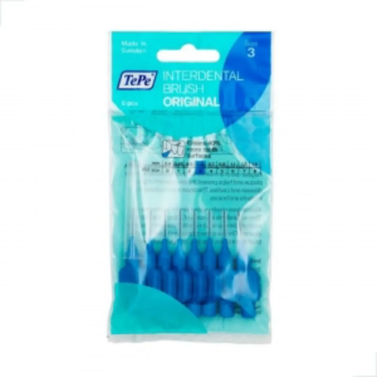 Escova Interdental 0.60mm Azul TePe Limpeza Suave Espaços Médios Dentes Higiene Bucal Avançada Compa