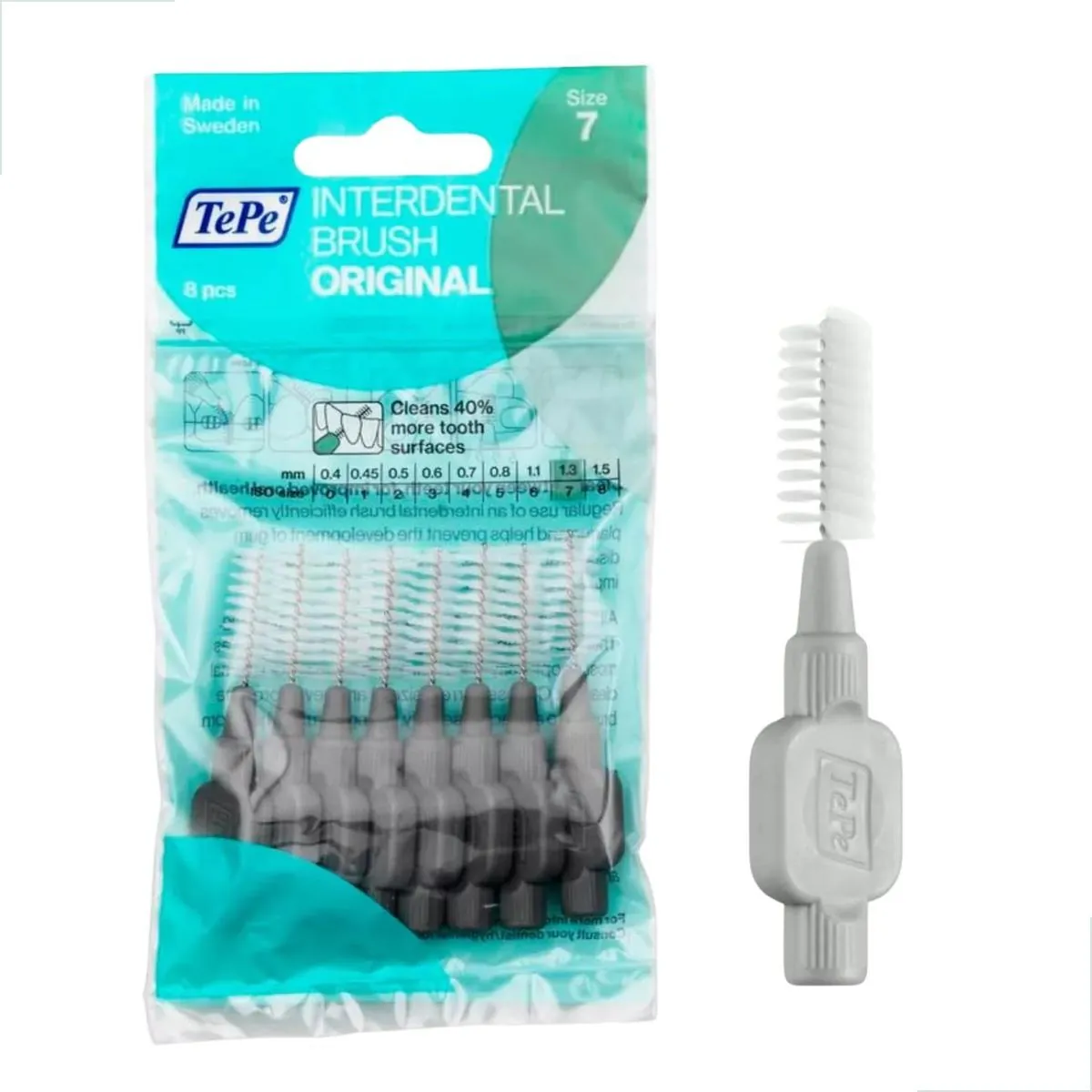 Escova Interdental 1.30mm Cinza TePe Higiene Dentes Grandes Espaços Ampliados Cuidados Eficientes Sa