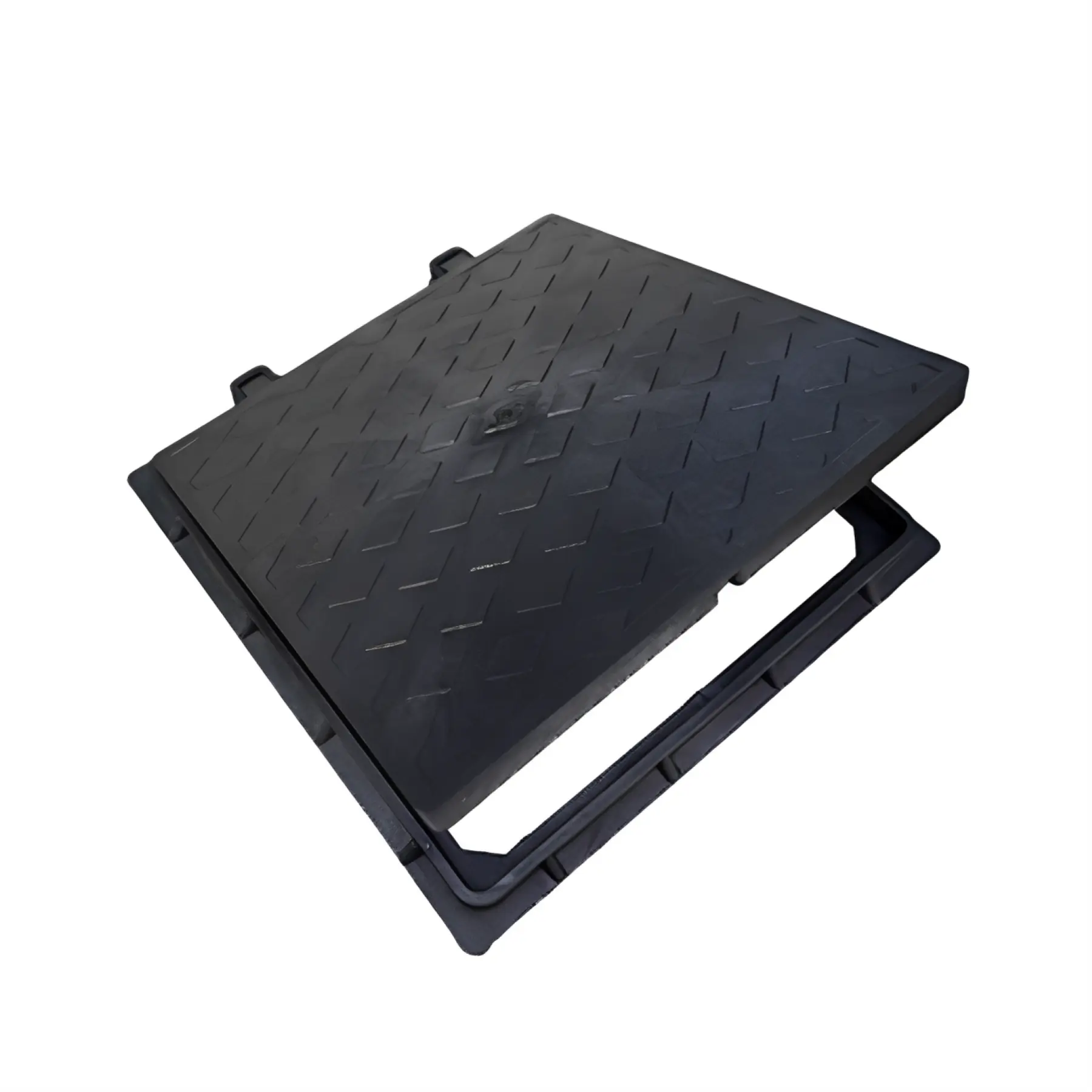 Tampão com Aro Articulado Retangular Polipropileno 20x20cm Preto Odem