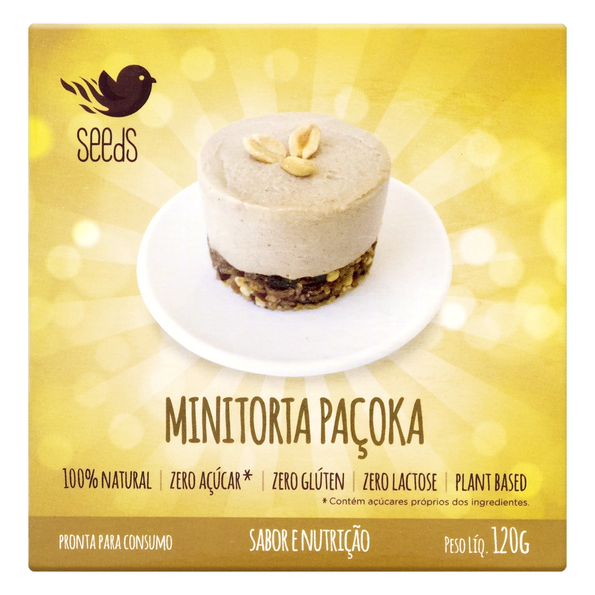 Mini Torta Paçoka Sem Glúten Zero Lactose Zero Açúcar Seeds Caixa 120g