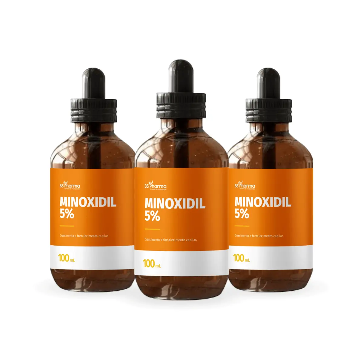 Combo de minoxidil 5% 100 mL 3 frascos BS Pharma
