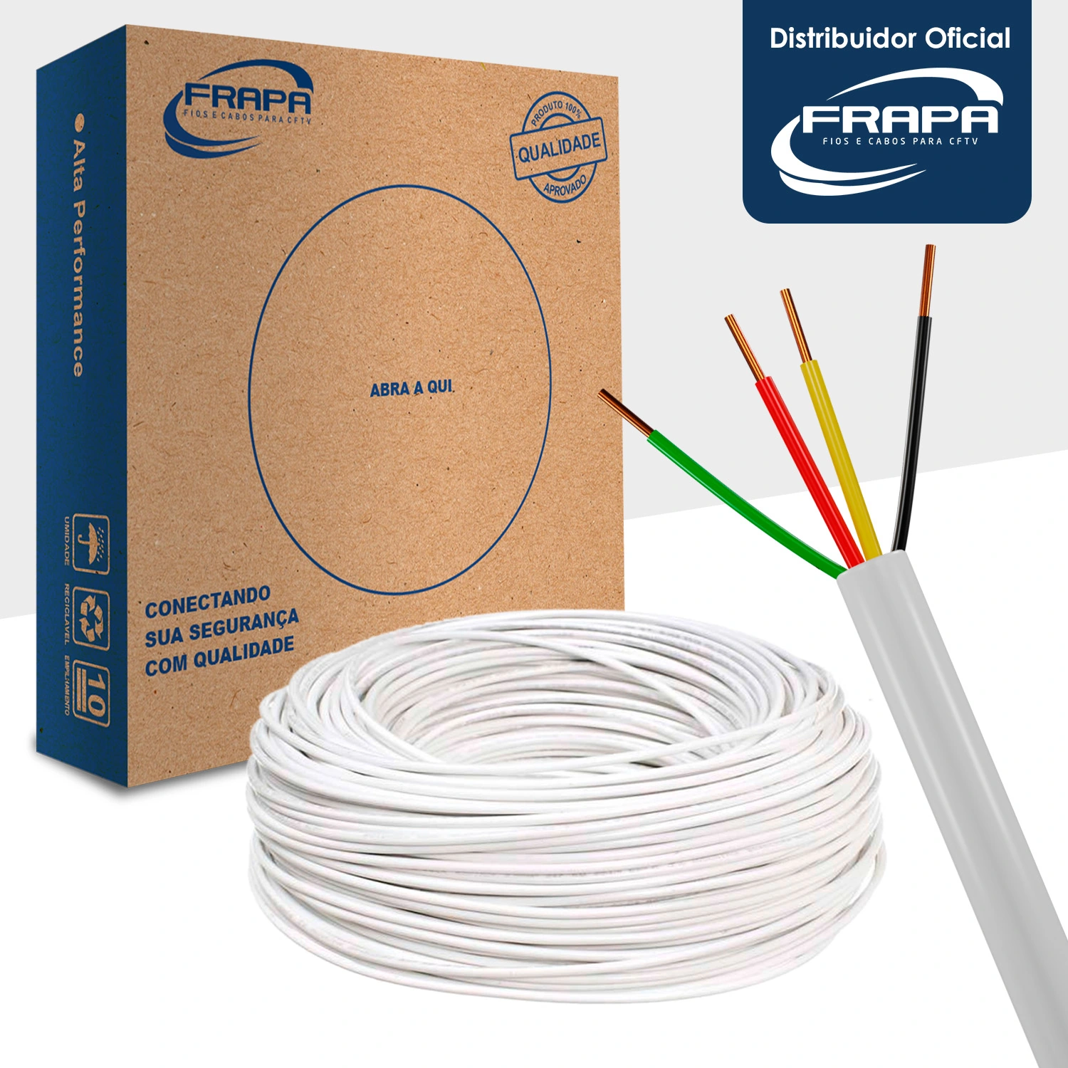 Cabo Alarme Multicores 4 Vias 0,40mm Cca 100mts