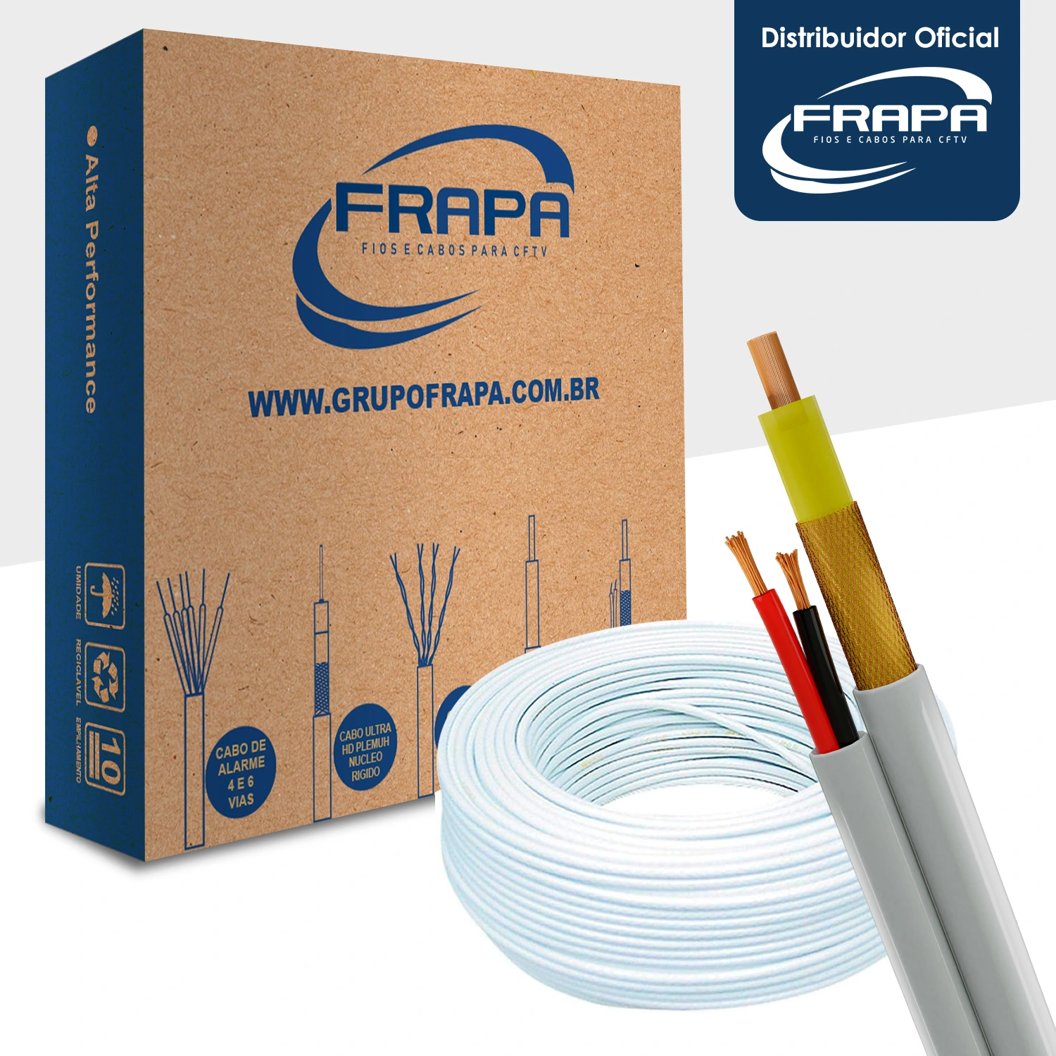 Cabo Coaxial 4mm Dupla Blindagem Rigido Bip 26 Awg Cca 100 Mts