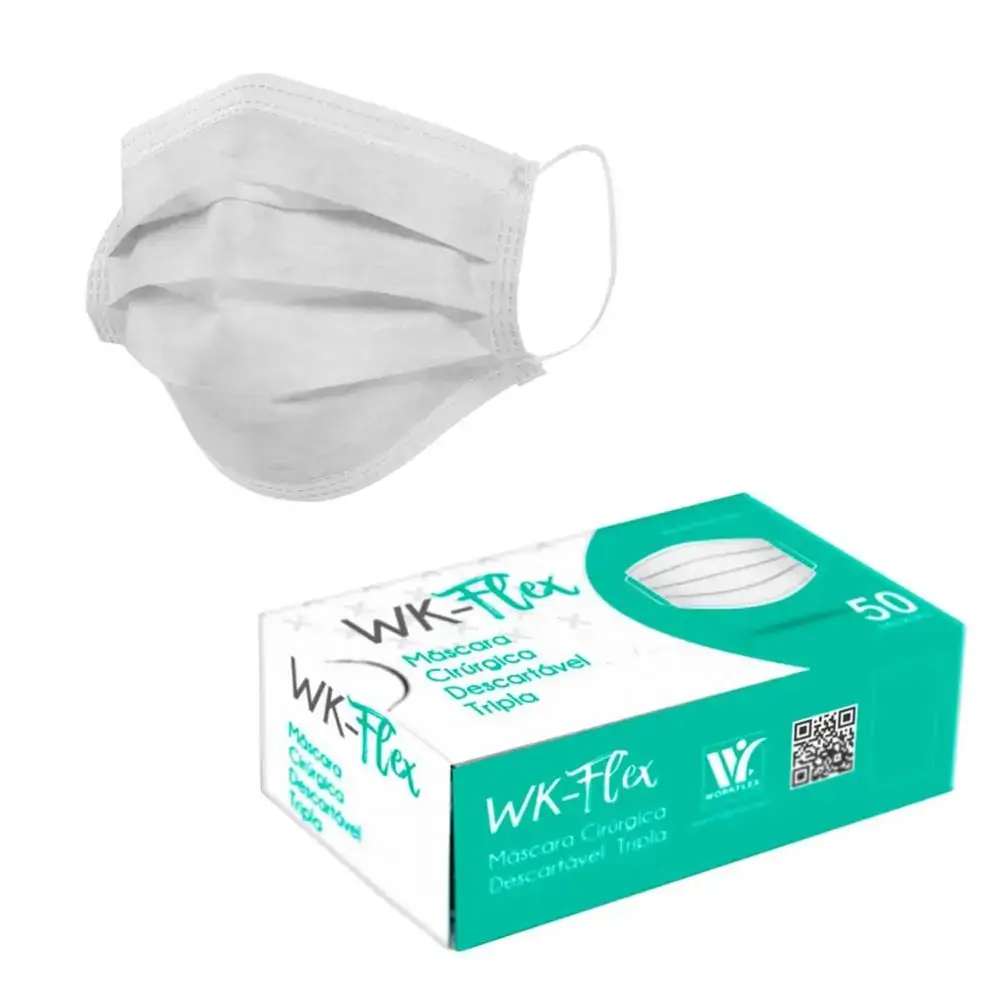 Máscara Cirúrgica Descartável Tripla Wk Flex 50 Unidades