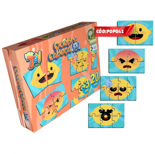 Jogo Quebra Cabeca Progressivo 4 Em 1 Minhas Expressoes Pop041 Multiarte