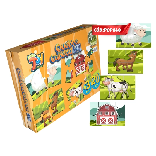 Jogo Quebra Cabeca Progressivo 4 Em 1 Fazenda Pop040 Multiarte