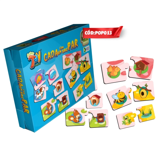 Jogo Cada Um Com Seu Par Animais Suas Casas Pop013 Multiarte