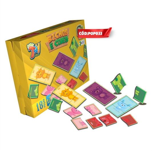 Jogo Quebra Cabeca Bichos E Cores 12pcs Pop033 Multiarte