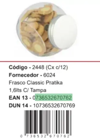 Frasco Classic Pratika 1,6l C/tampa