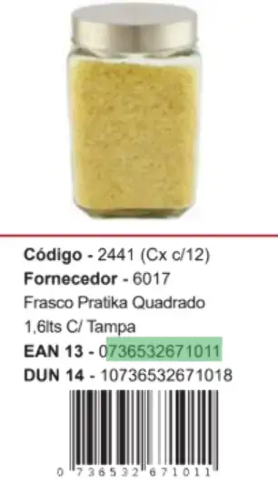 Frasco Quadrado Pratika 1,6l C/tampa