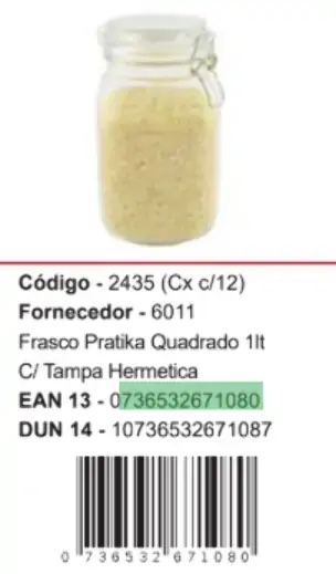 Frasco Pratika C/tp Herm Quad 1l
