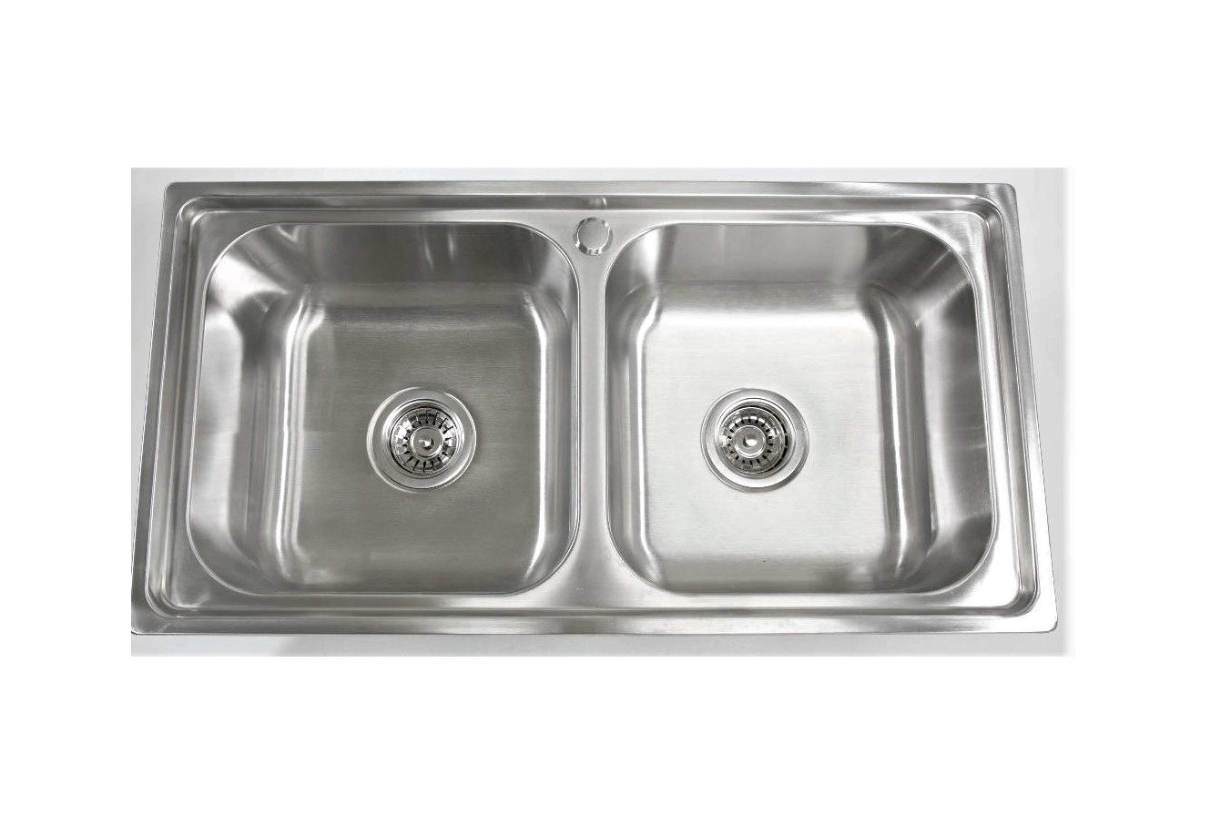 Cuba de aço inox gourmet Dupla Escovada 83 x 43 x 21