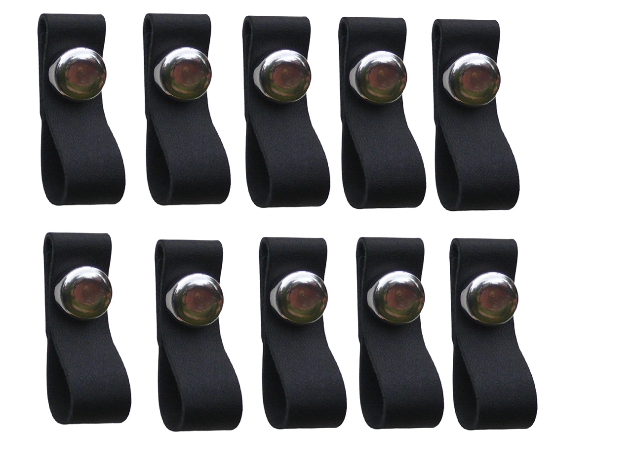 Kit 10 Puxadores Couro Preto