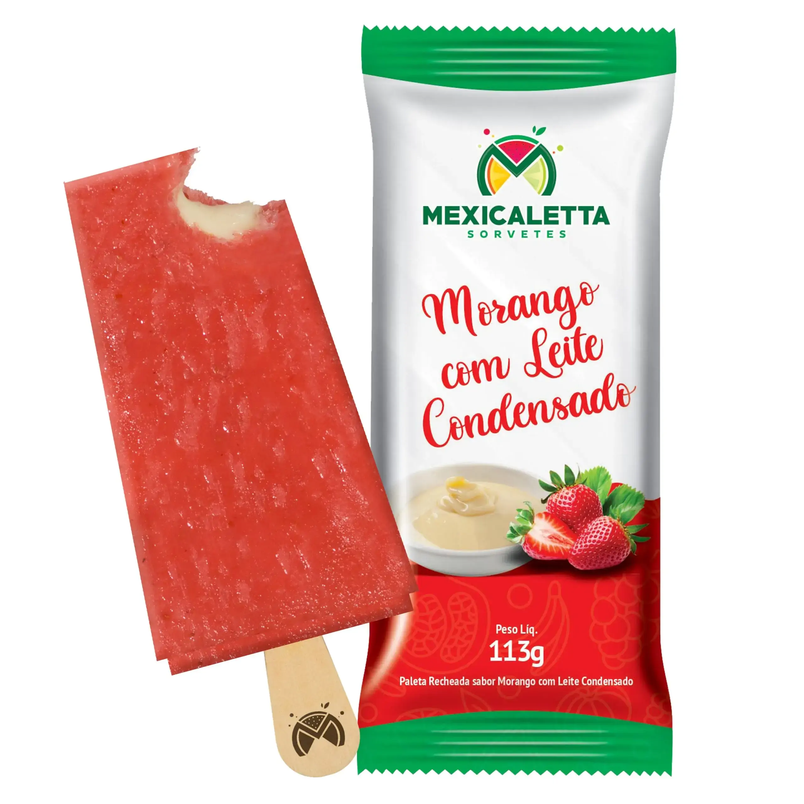 Paleta Mexicaletta Morango C/leite Condensado 113g