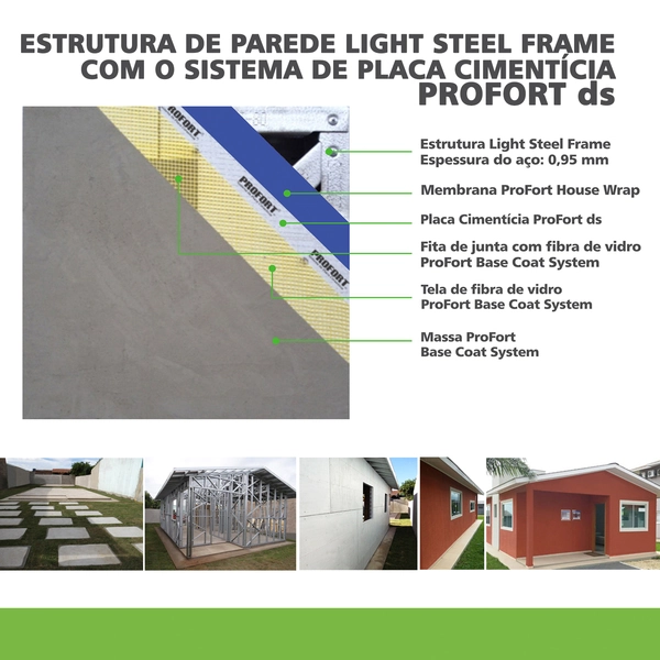 Placa Cimentícia ProFort 1,20mx2,40mx12,5mm PlacLux