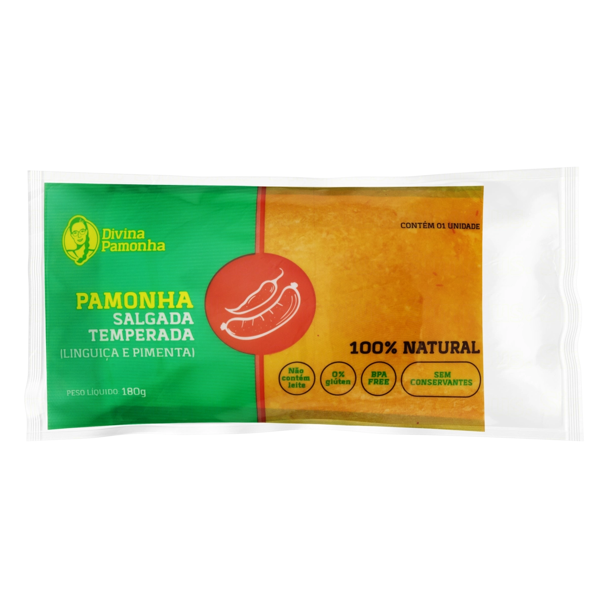Pamonha Salgada Com Linguiça E Pimenta Divina Pamonha Pacote 180g