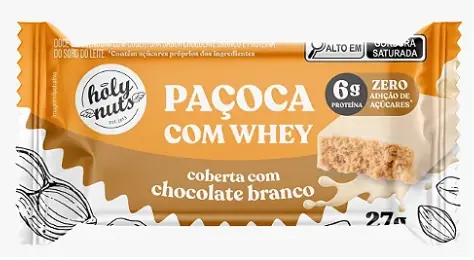Paçoca Holy Nuts Com Whey Coberta De Chocolate Branco 27g