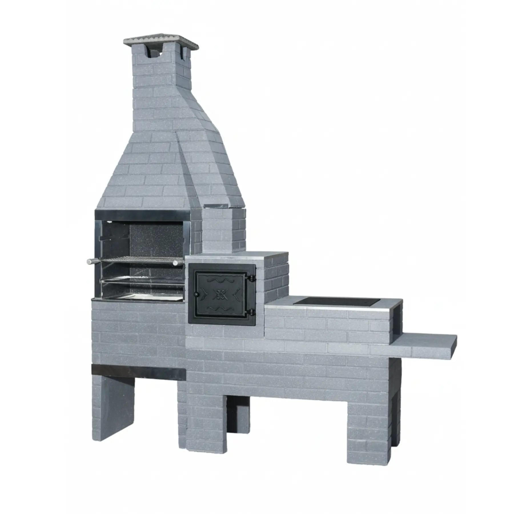 Churrasqueira Pré Moldada Tijolinho Concreto Cinza 225cm Primus