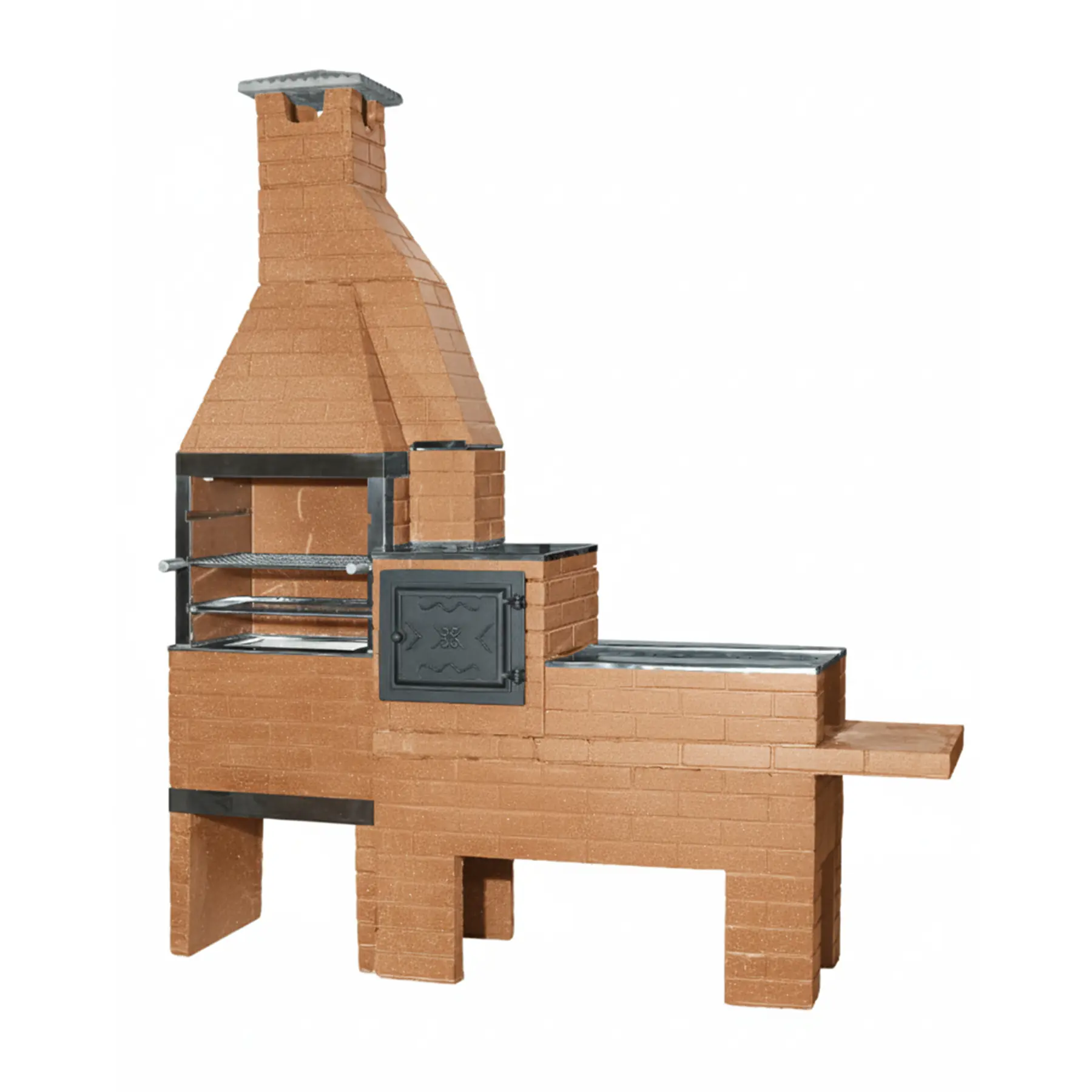 Churrasqueira Pré Moldada Tijolinho Concreto Marrom 215cm Primus