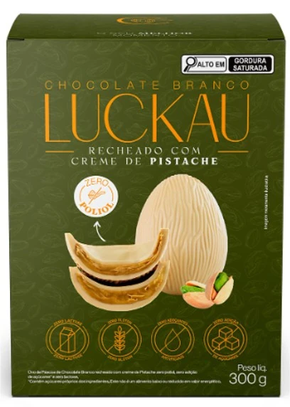 Ovo Pascoa Luckau Choc Branco C/creme Pistache 300g
