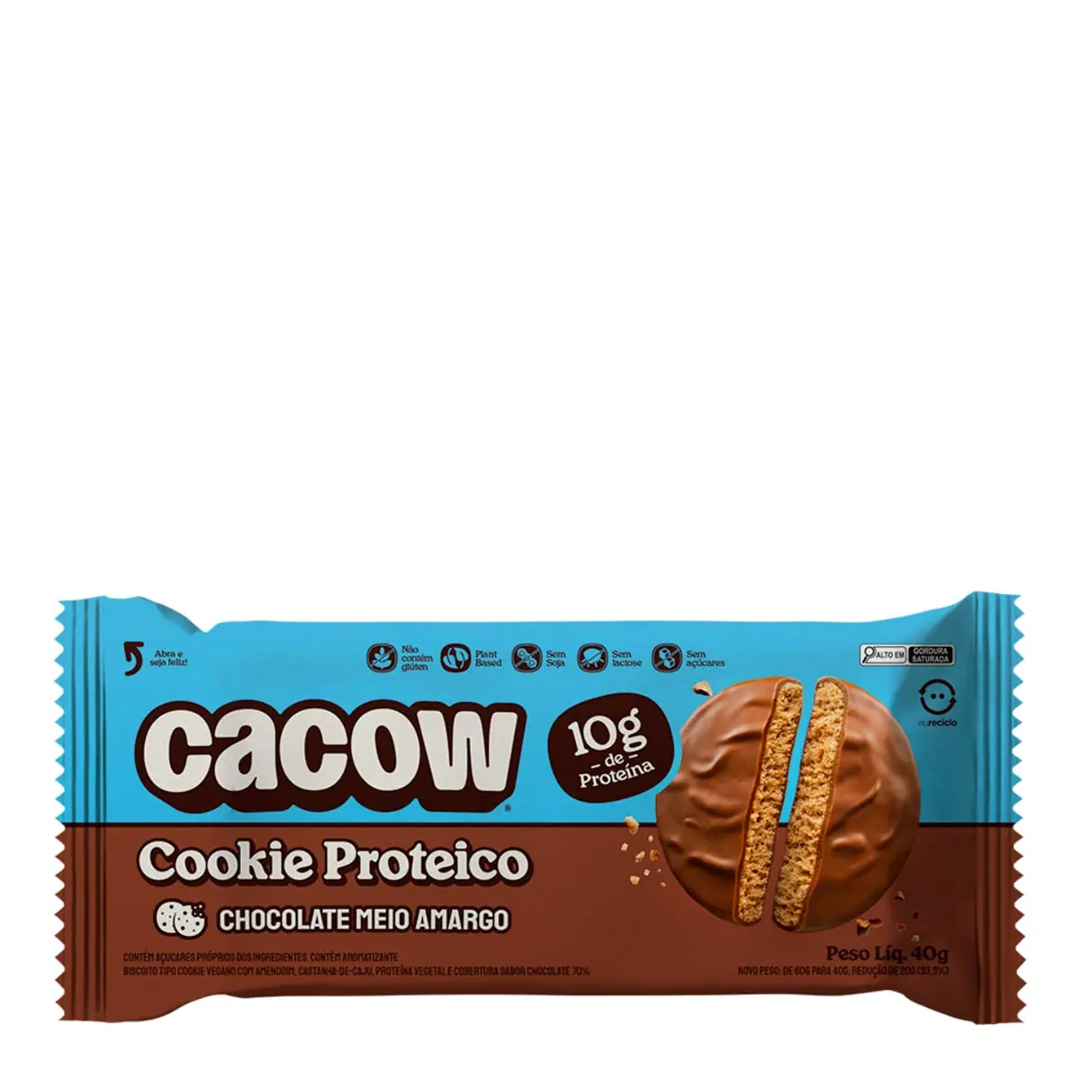 Cookies Proteicos Cacow Chocolate Amargo e Amendoim 60g