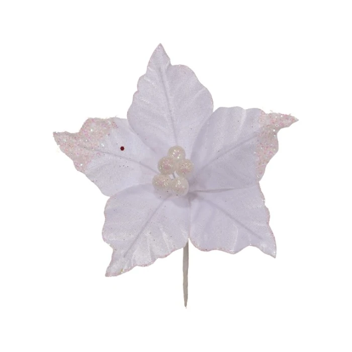 Flor Natalina 20cm Branca 1un