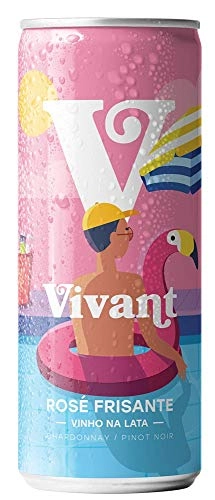Vinho Brasileiro Rosé Frisante Fino Seco Vivant Chardonnay Pinot Noir Lata 269ml