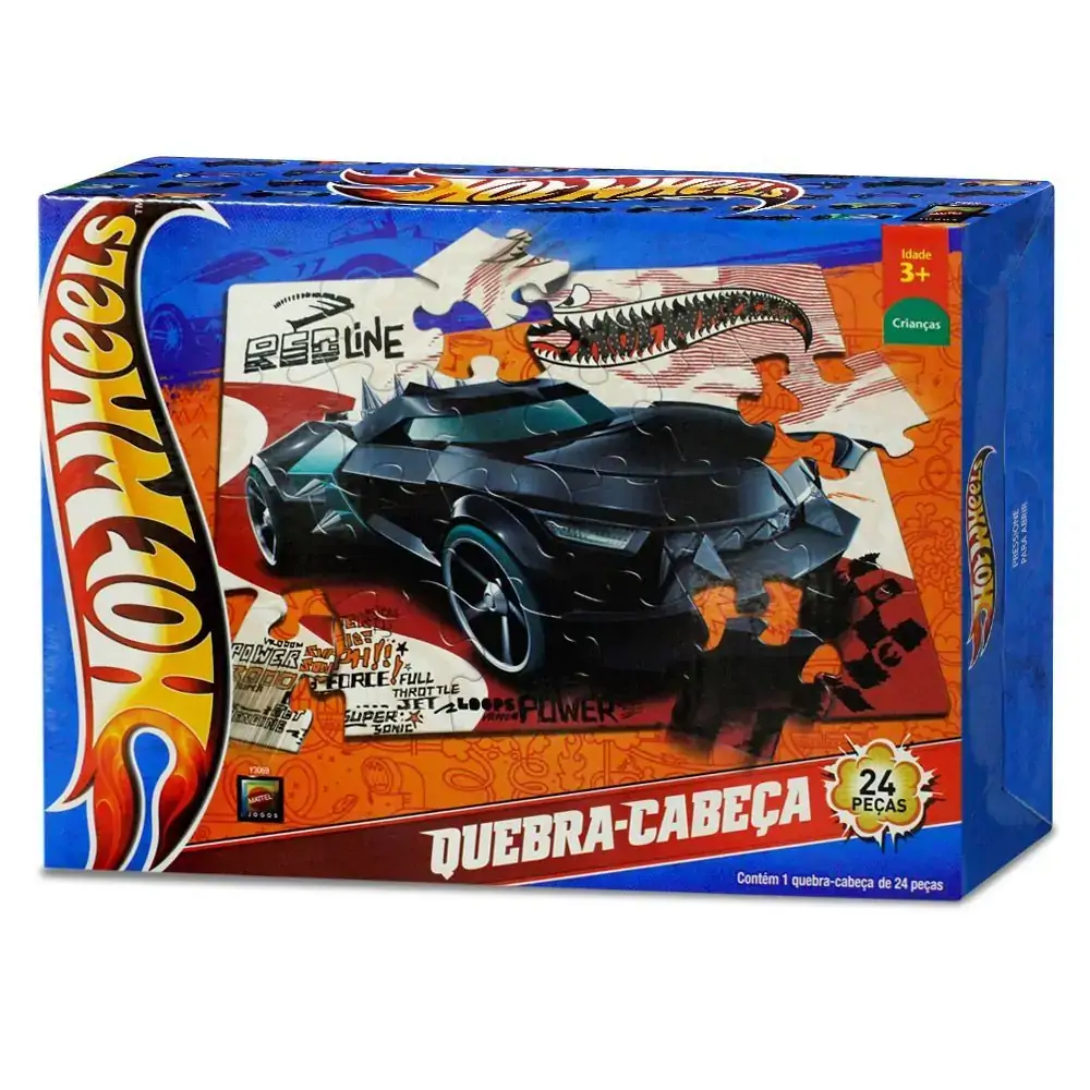 Quebra Cabeca Hot Wheels Red 24pc